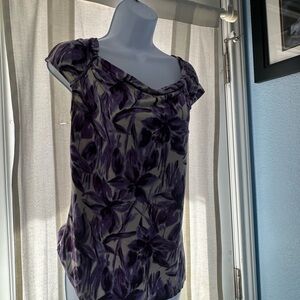 Ann Taylor Purple Floral Blouse